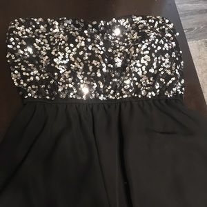 Sequin black strapless top